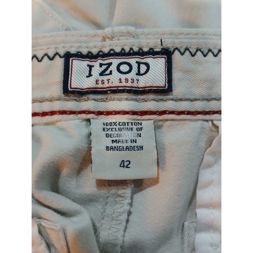 IZOD Men's White Cargo Shorts Size 42 100% - Picture 3 of 5
